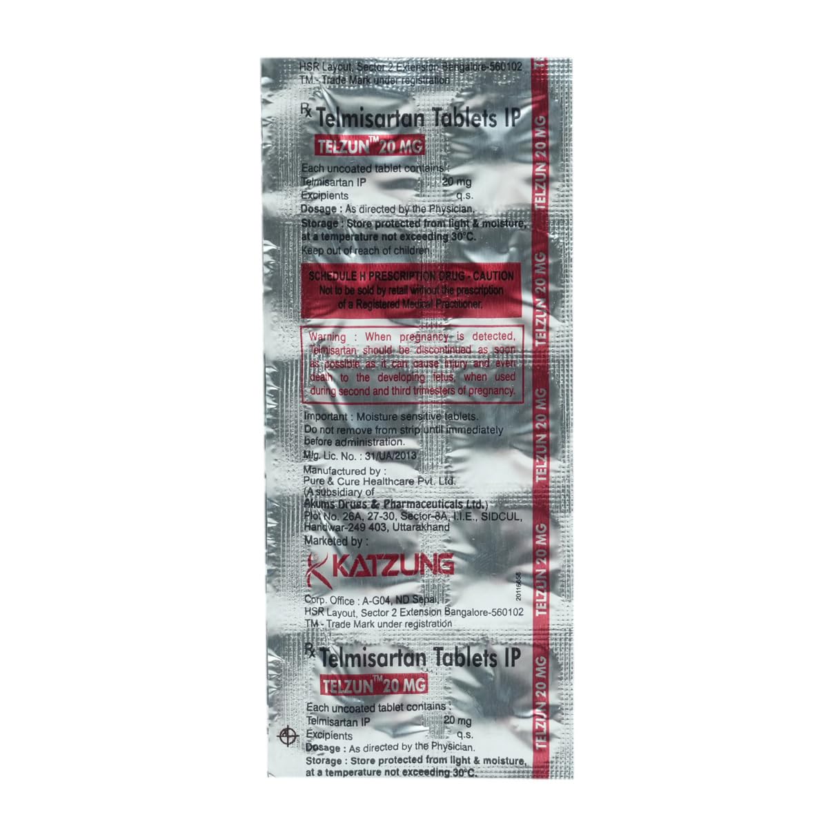 Telzun 20 mg -Strip of 10 Tablets