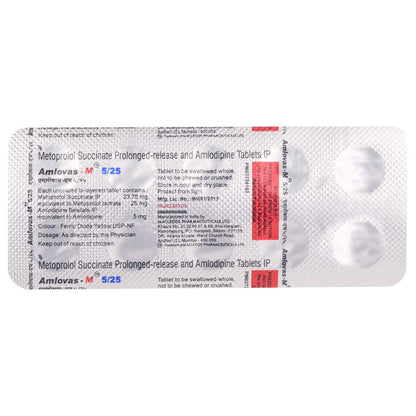 Amlovas M 5/25 - Strip of 10 Tablets