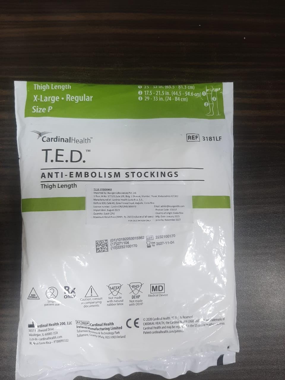 T.E.D. Thigh Length X- Large , Regular Size P stockings