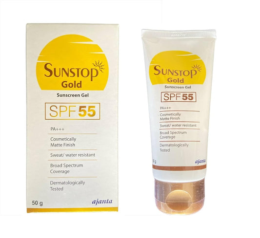 Sunstop Gold Sunscreen Gel SPF 55 PA+++ Sun Protection, (50g)