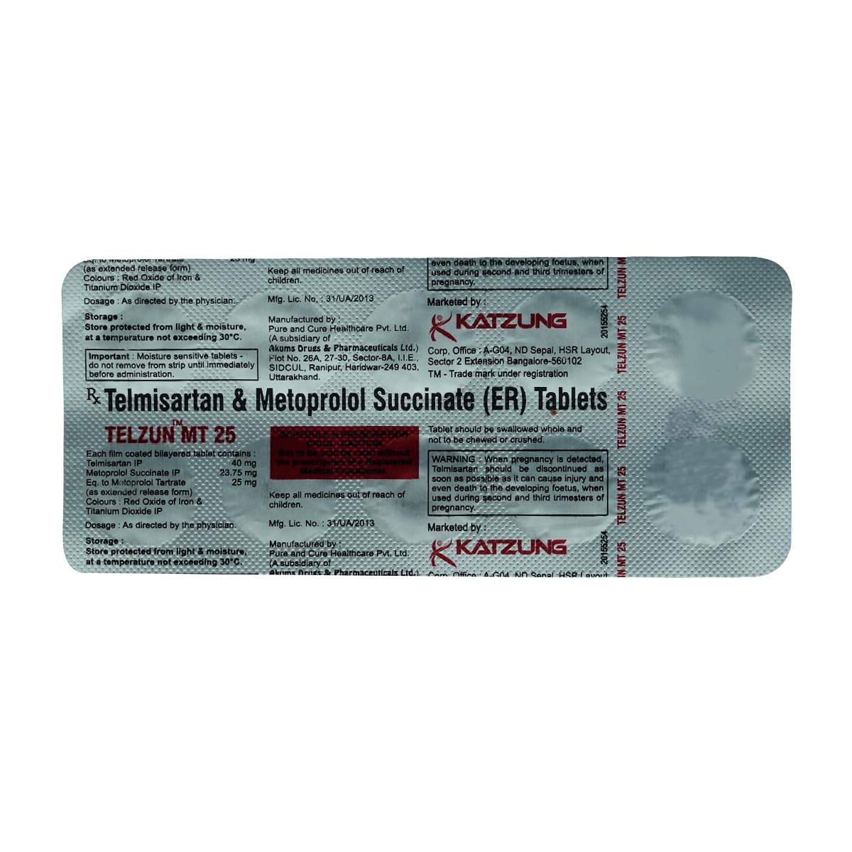 Telzun MT 25/40 mg -Strip of 10 Tablets