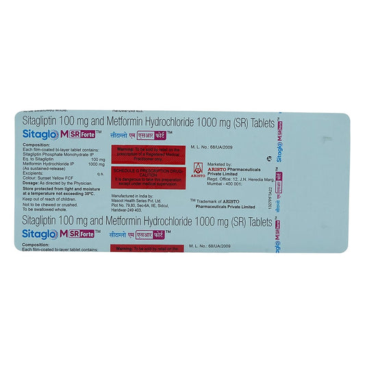 Sitaglo M SR Forte 100/1000 - Strip of 15 Tablets