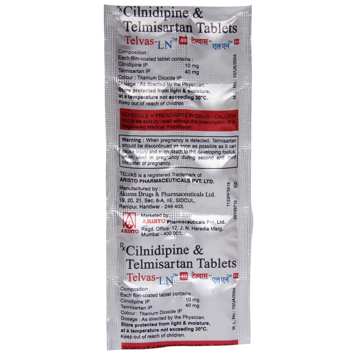 Telvas-LN 40MG - Strip of 10 Tablets