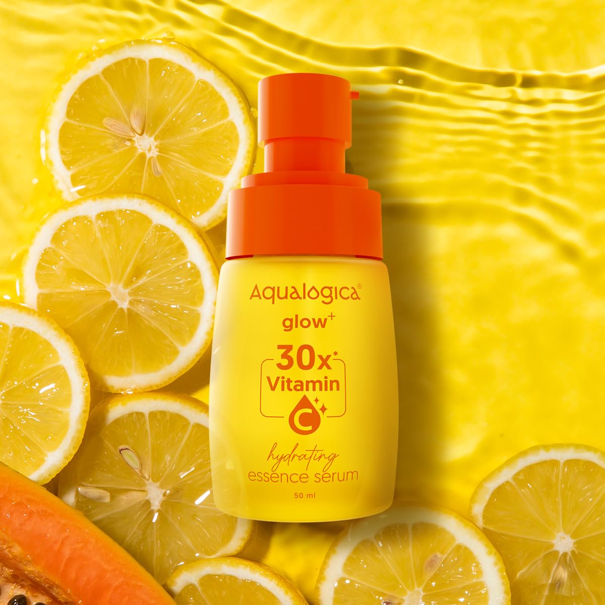 Aqualogica Glow+ 30X* Vitamin C Hydrating Essence Serum- 50ml | Brightens Skin I Power of 30X* Vitamin C I Lightweight & Non-sticky | For Men and Women