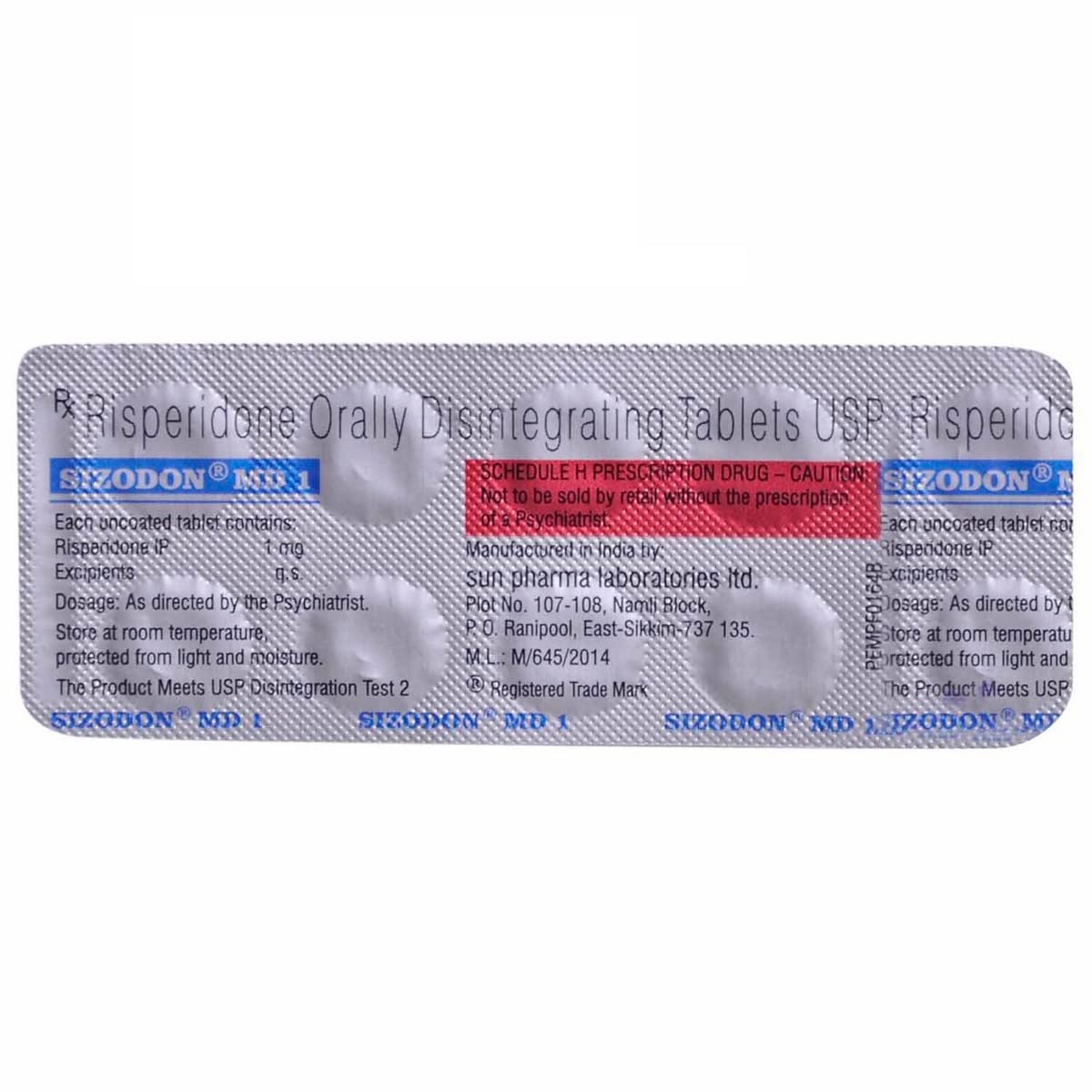 Sizodon MD 1 MG - Strip of 10 Tablets