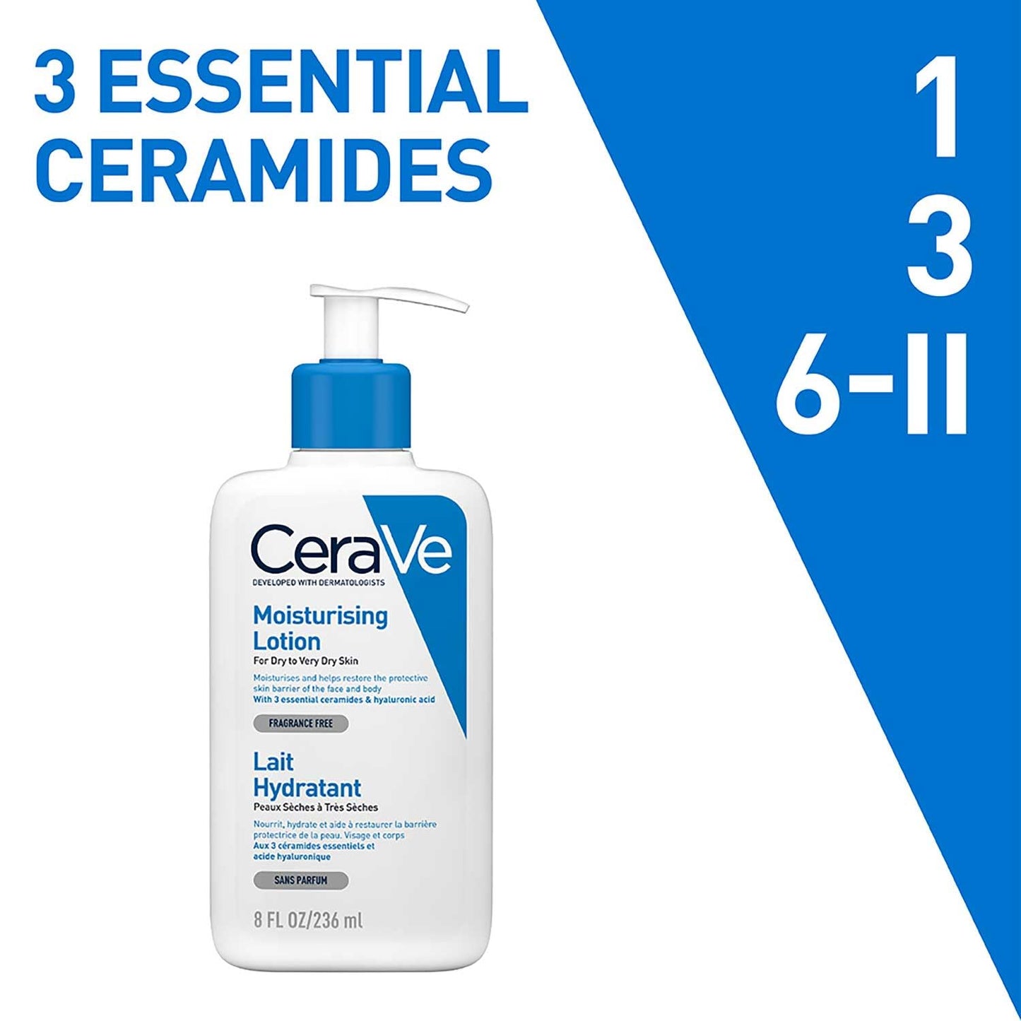 CeraVe Moisturizing Lotion For Dry Skin (236ml) - Formulated With 3 Essential Ceramides And Hyaluronic Acid | Non-Comedogenic, Oil Free And Fragrance-Free Body Lotion