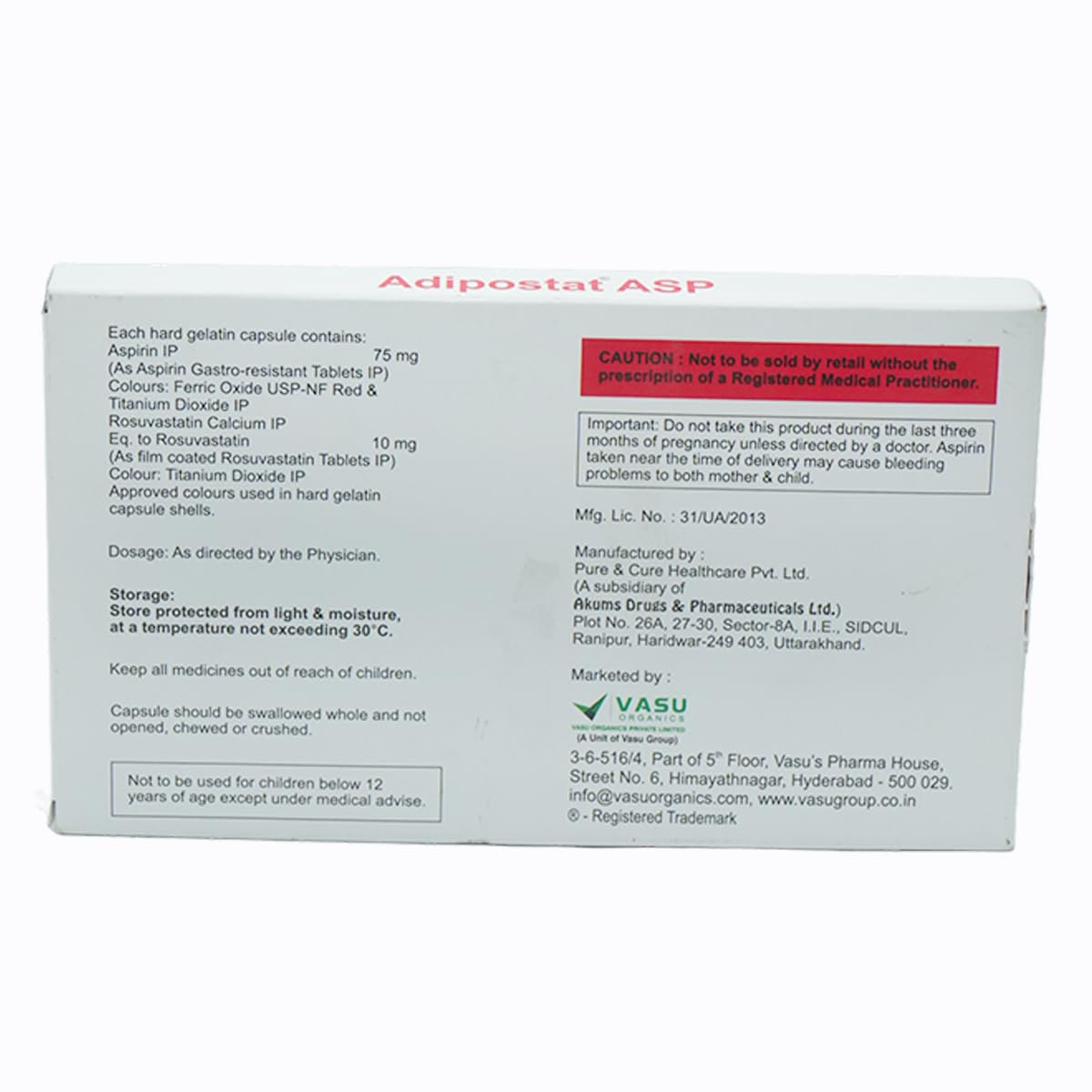 Adipostat ASP 10/75 - Strip of 10 Capsules