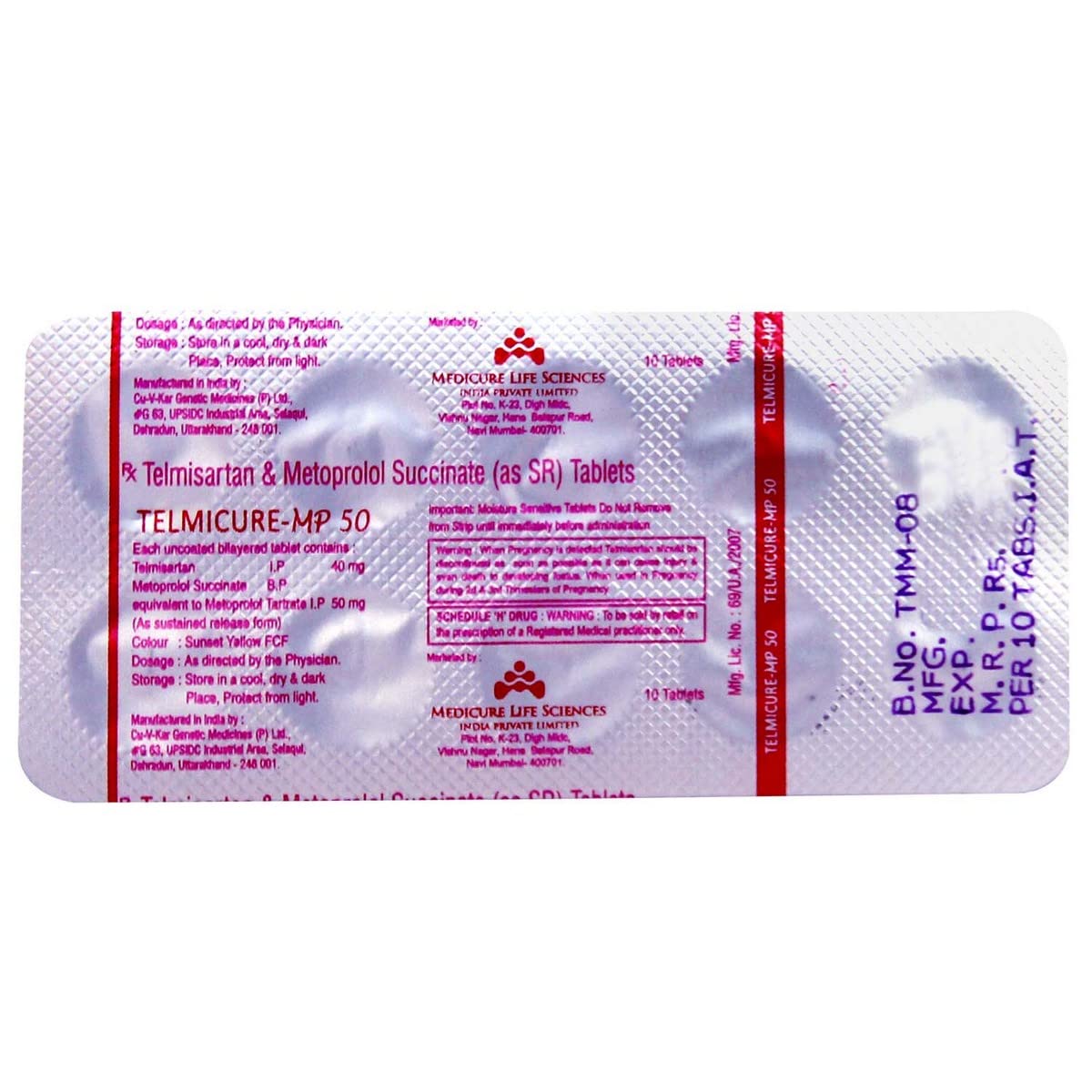 Telmicure Mp 50MG - Strip of 10 Tablets