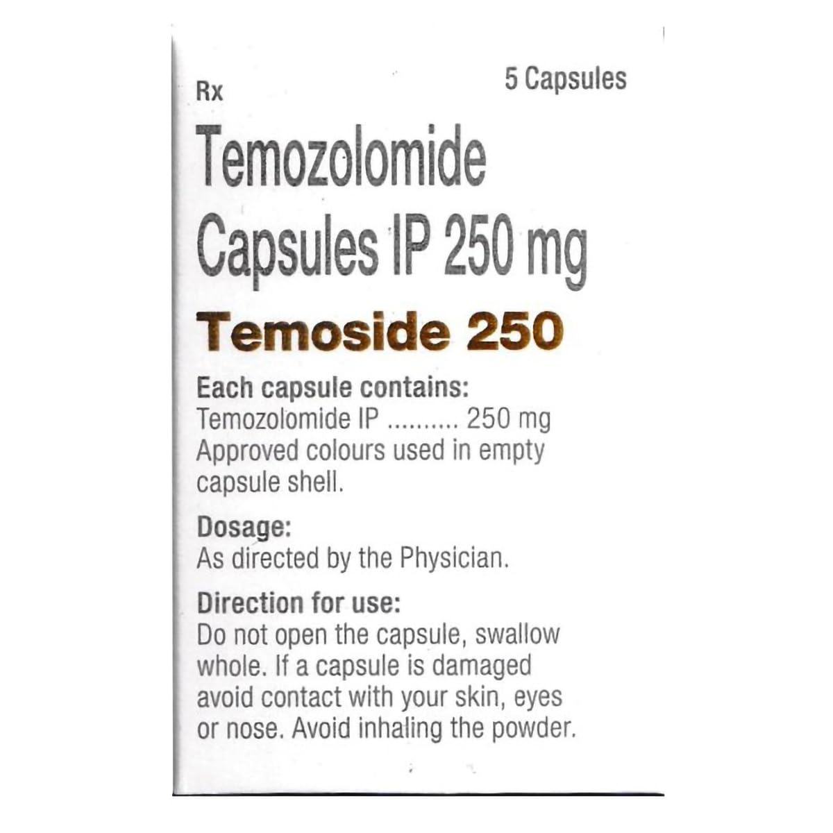 Temoside 250 - Strip of 5 Capsules