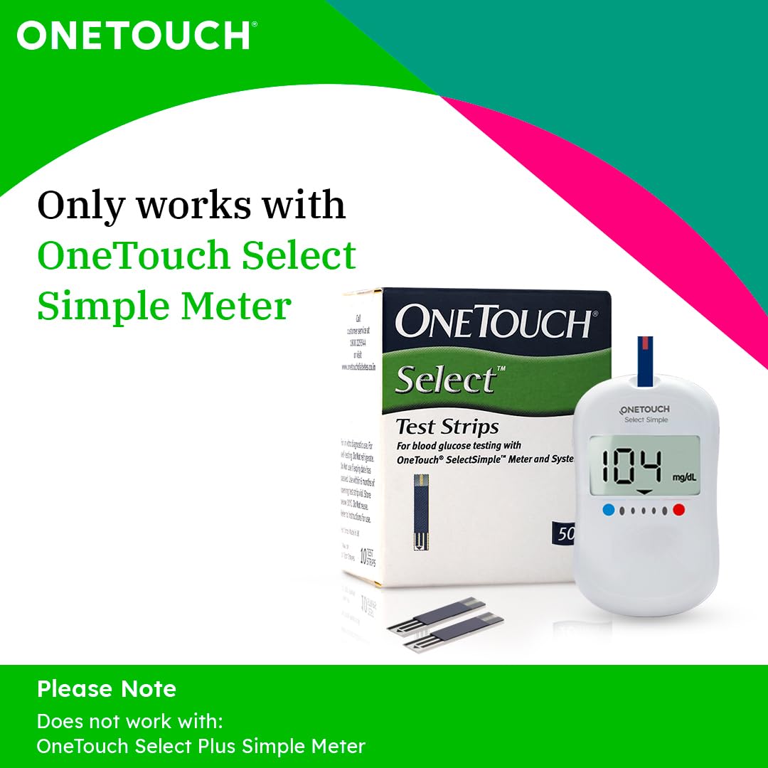 OneTouch Select Test Strips | Pack of 25 Strips | Blood Sugar Test Machine Testing Strips | Global Iconic Brand | For use with OneTouch Select Simple Glucometer