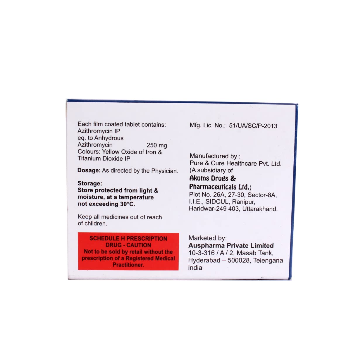 Azithcin 250 - Strip of 6 Tablets