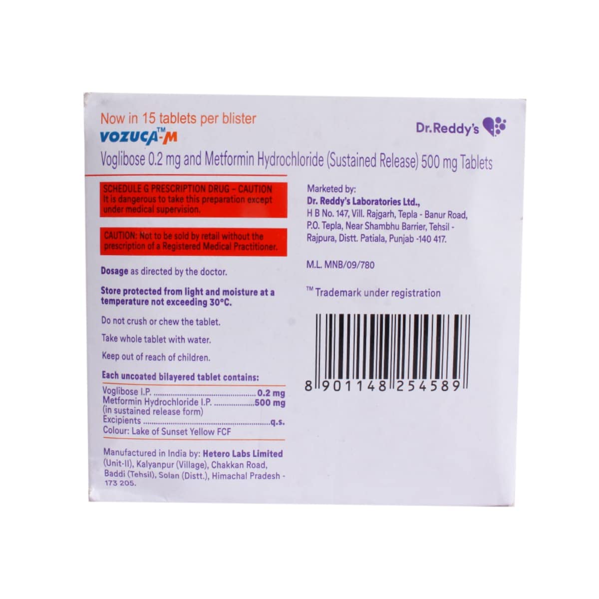 Vozuca M 0.2mg/500mg - Strip of 15 Tablets