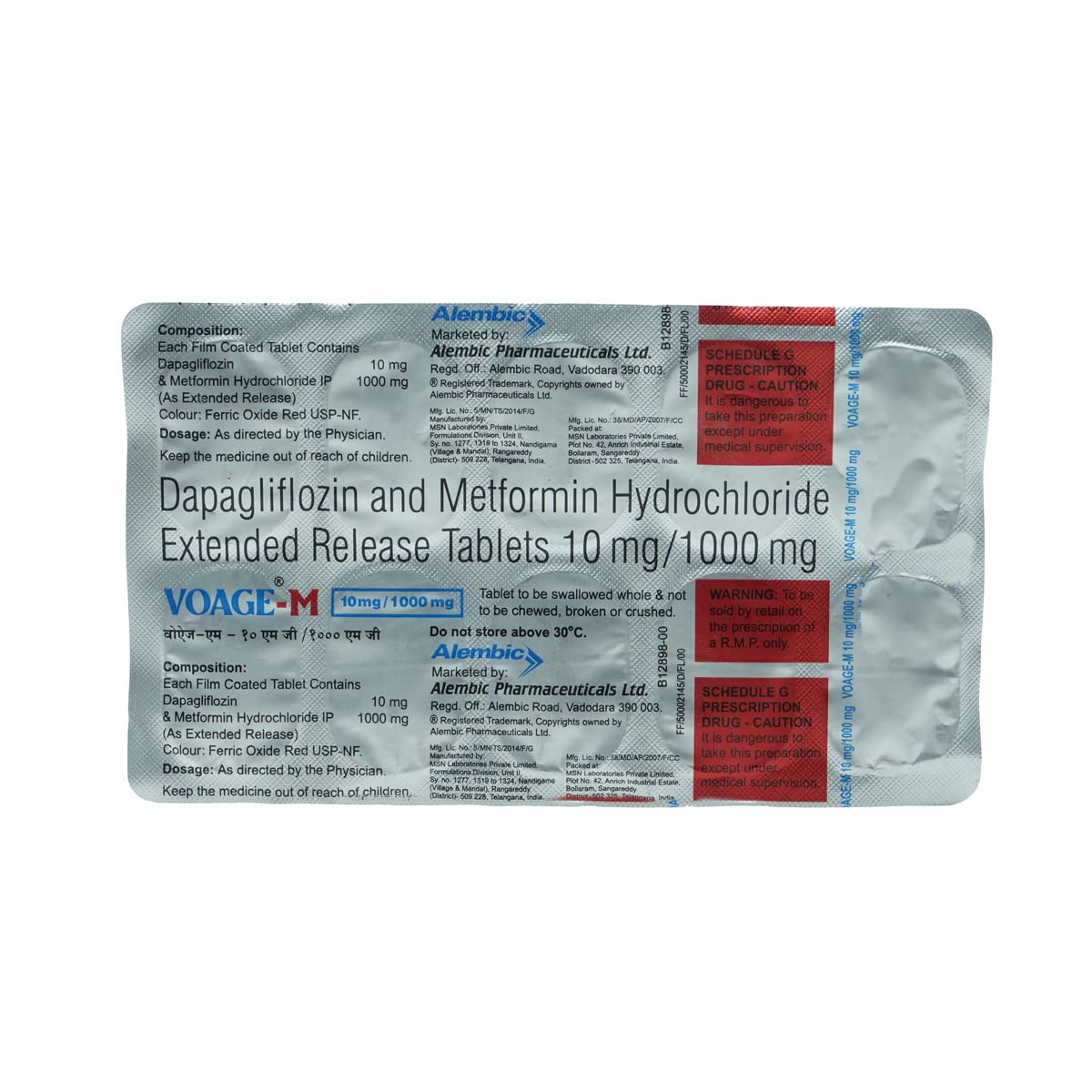 Voage-M 10MG/1000MG - Strip of 10 Tablets