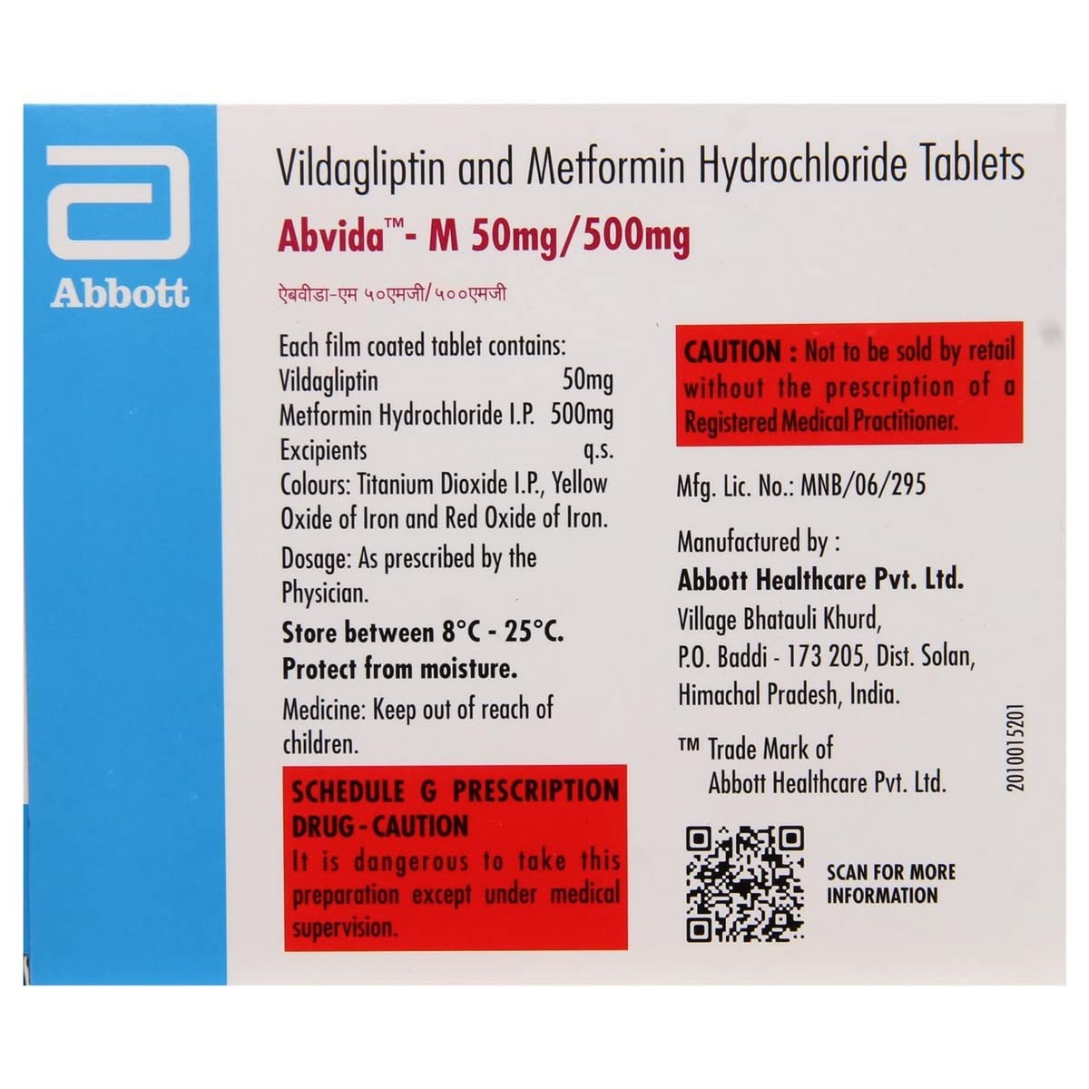 Abvida-M 50/500MG - Strip of 15 Tablets