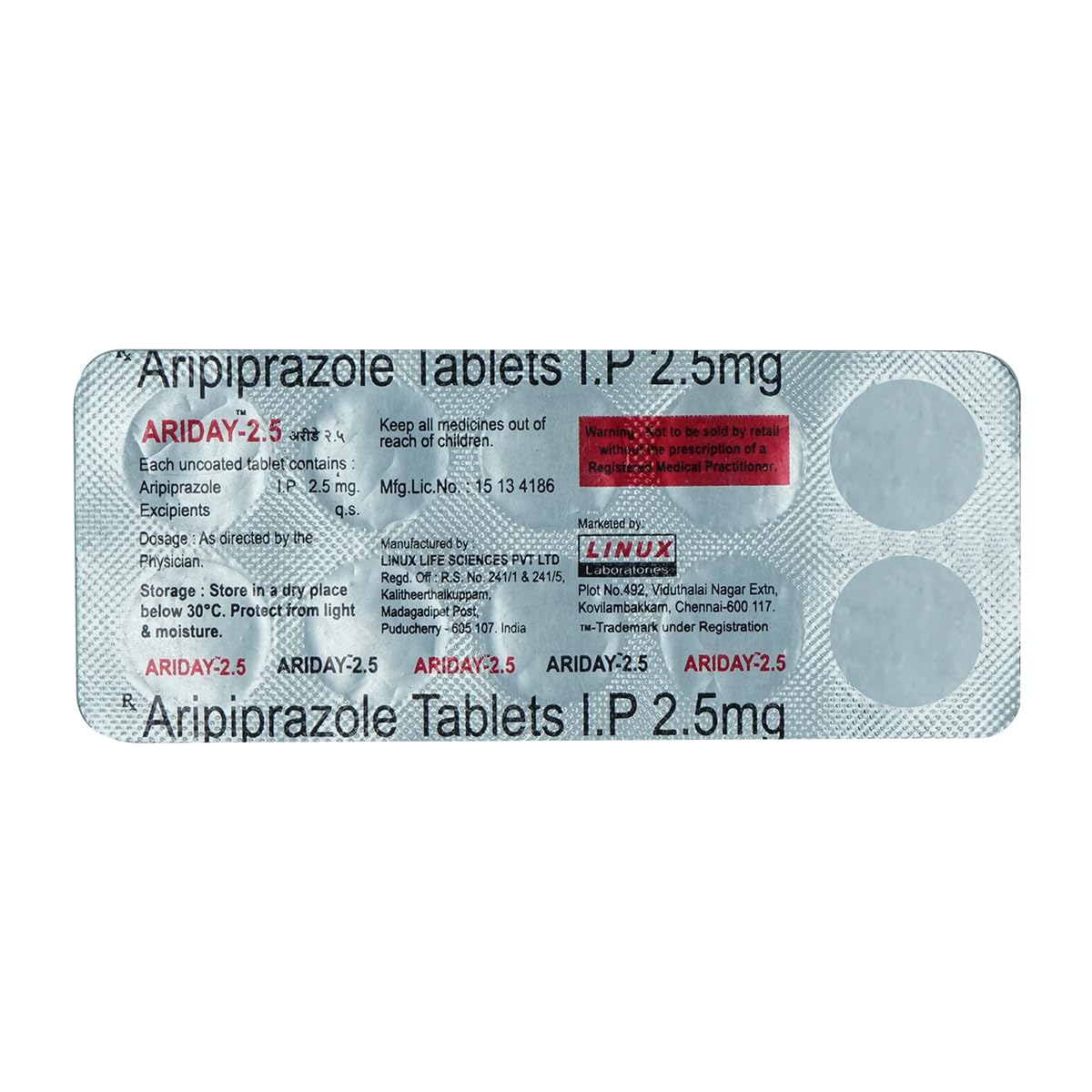 Ariday-2.5MG - Strip of 10 Tablets