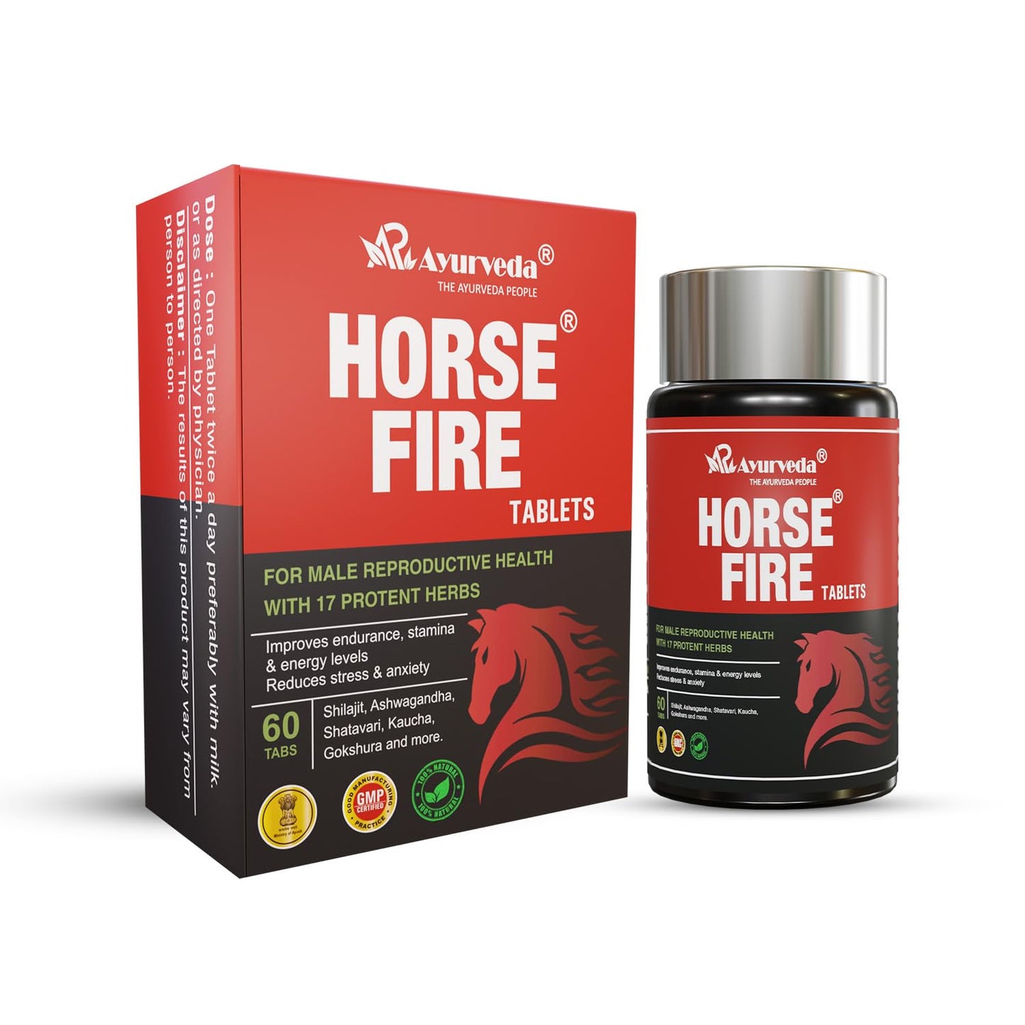 A R Ayurveda Horse Fire Tablets for Men| Ayurvedic Medicine - For Stamina, Muscle Growth, Immunity & Overall Wellbeing| Horse Fire Tablet (Pack of 60)