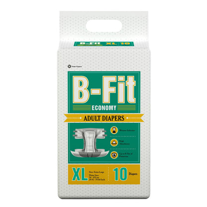 B-FIT Adult Diaper Economy Tape Style - Medium Size - Pack of 12 (Unit Count 120)