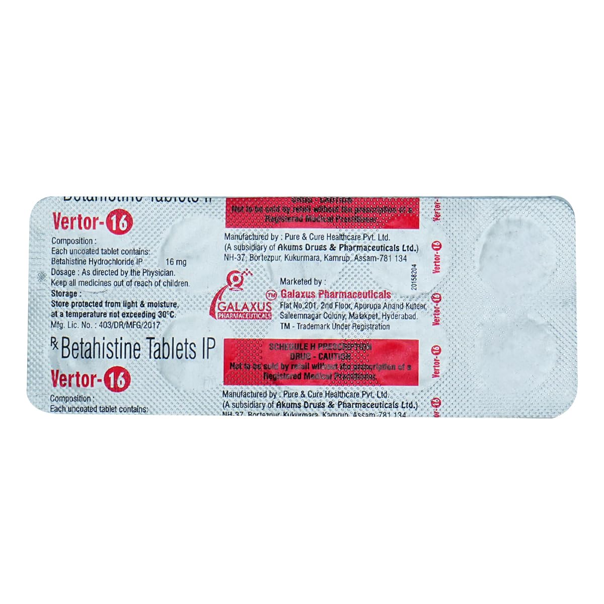 Vertor -16MG - Strip of 10 Tablets