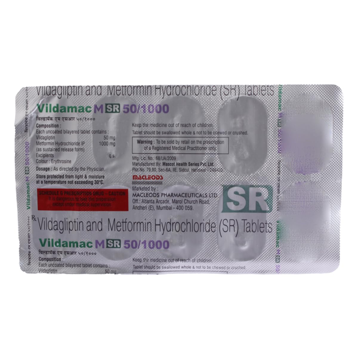 Vildamac M SR 50/1000MG - Strip of 10 Tablets