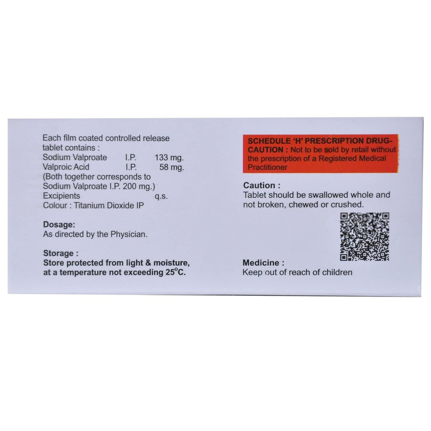 Valporate Chrono 200 - Strip of 10 Tablets