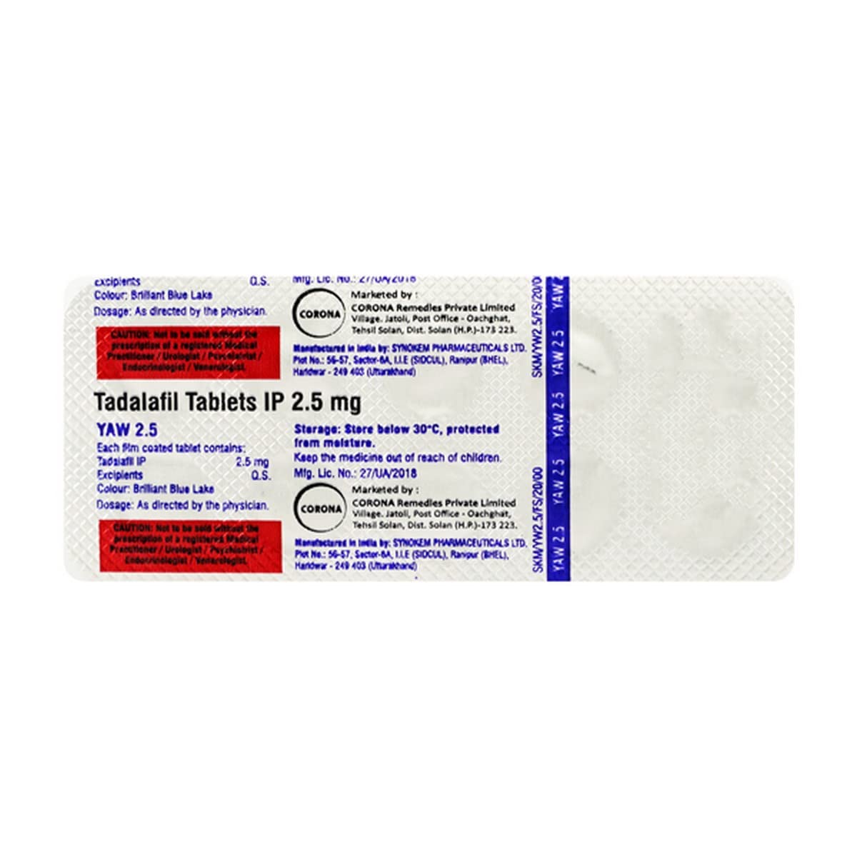 YAW 2.5MG - Strip of 10 Tablets