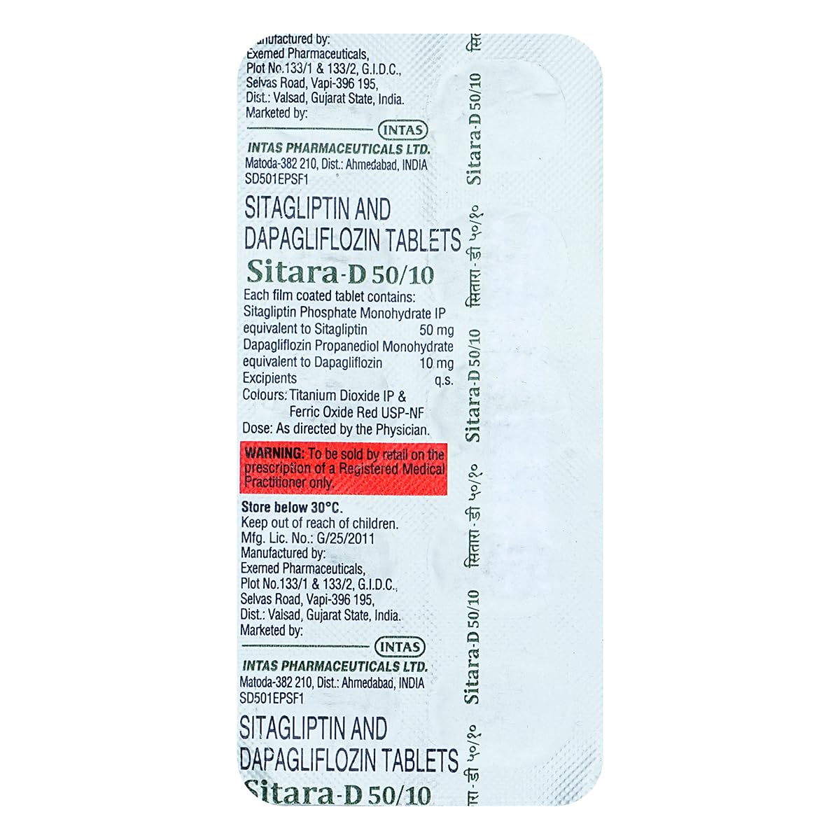 Sitara-D 50/10 - Strip of 10 Tablets