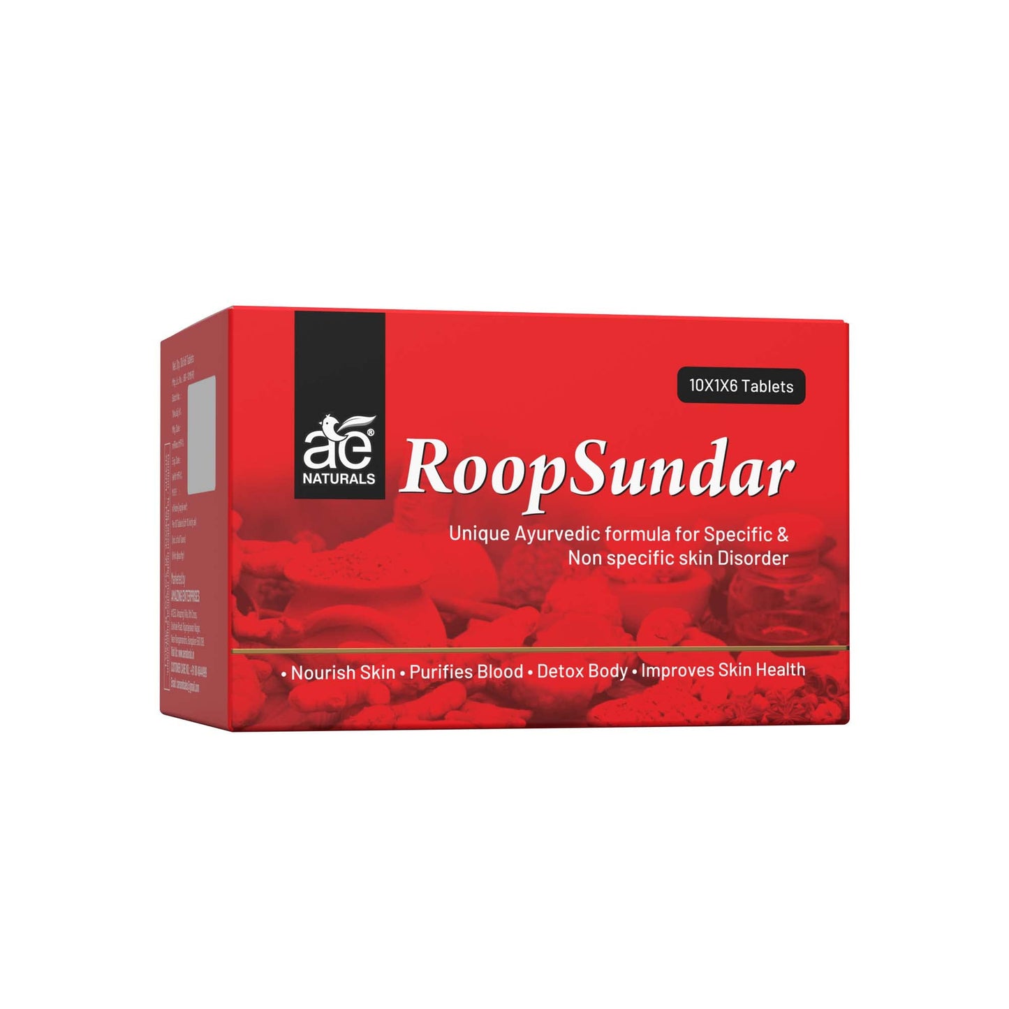 AE Naturals Roop Sundar Tablets with Manjishta and Punarnava,Purify Blood, Detoxify Body, and Promote Glowing Skin 60 Tablets