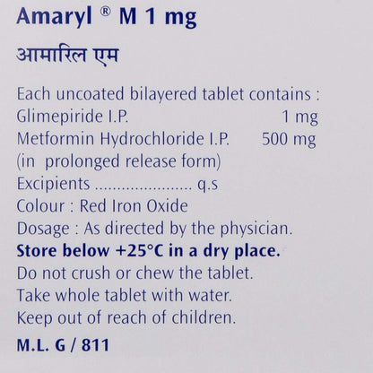 Amaryl M 1 mg - Strip of 15 Tablets