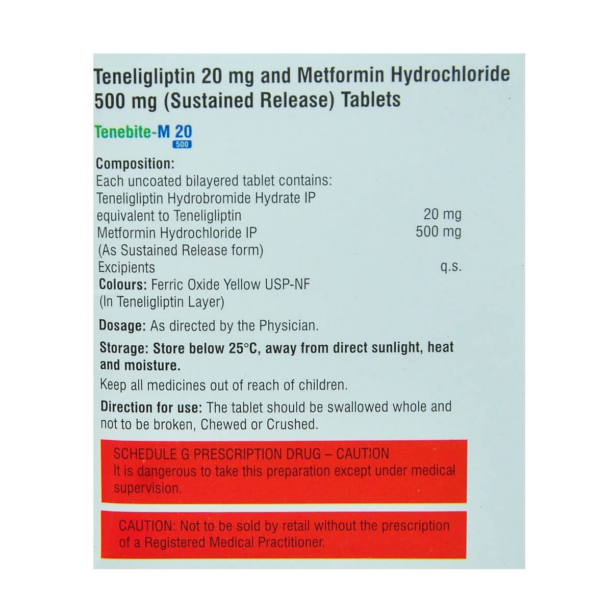 Tenebite-M 20/1000MG - Strip of 15 Tablets