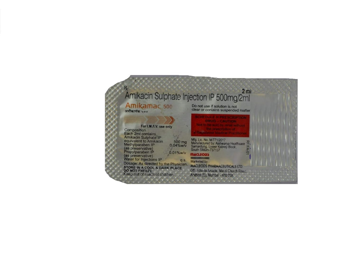 Amikamac 500Mg - Vial Of 2Ml Injection