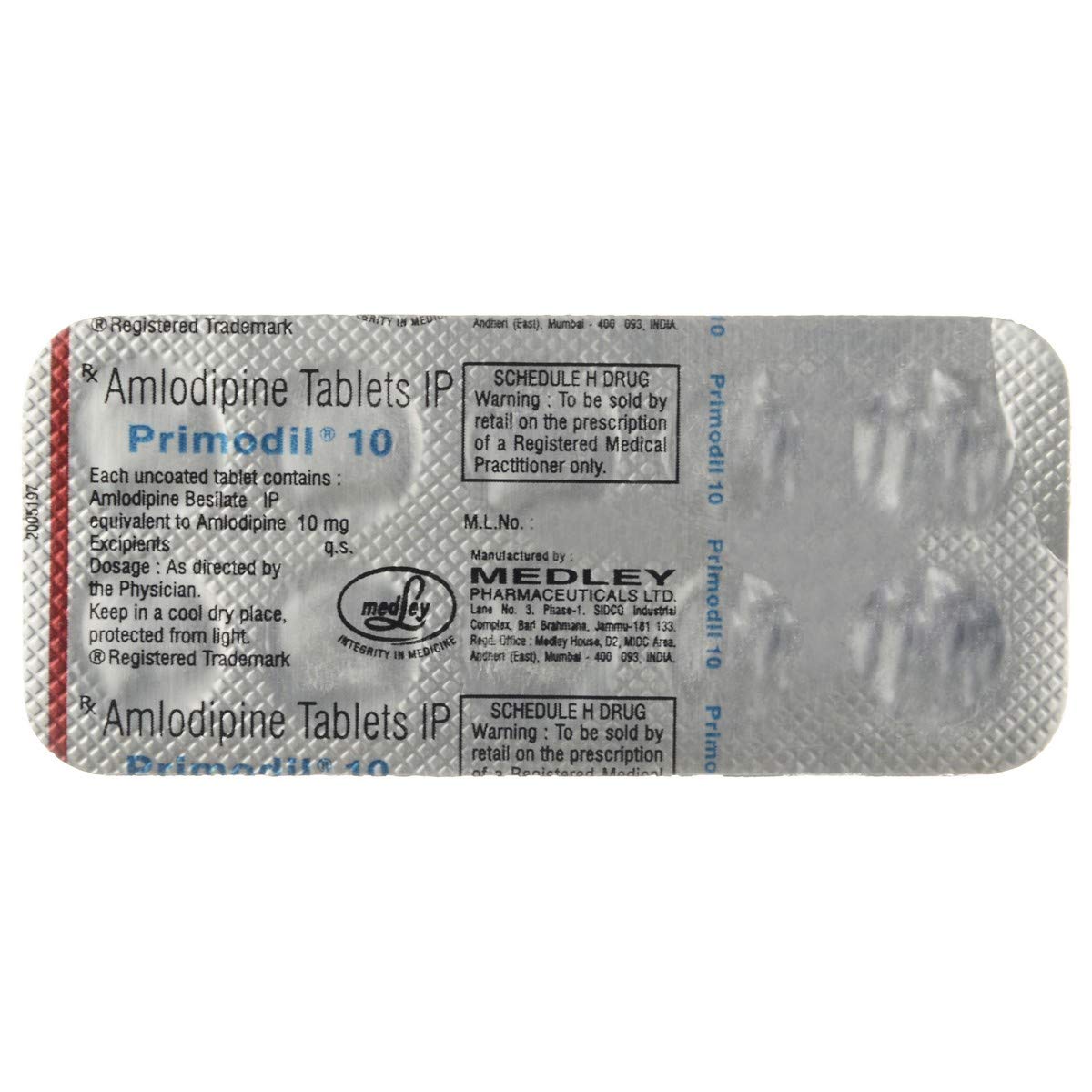 Primodil 10 - Strip of 10 Tablets