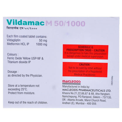 Vildamac M 50/1000MG - Strip of 15 Tablets