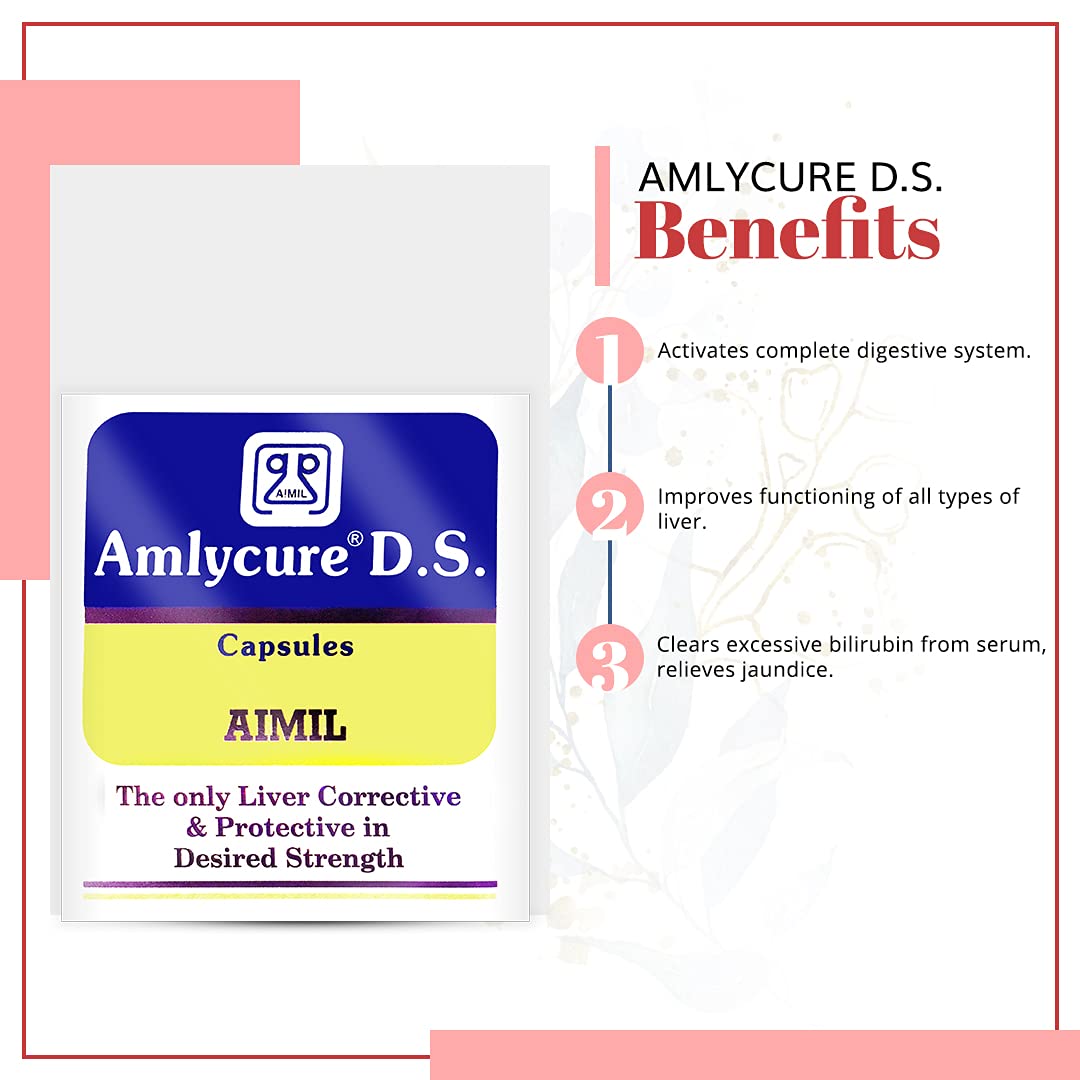 AIMIL Amlycure D.S. Capsules - 20 Capsules (Pack of 2) | Liver Health Protector – Natural Liver Herbal Tonic | Metabolism Booster