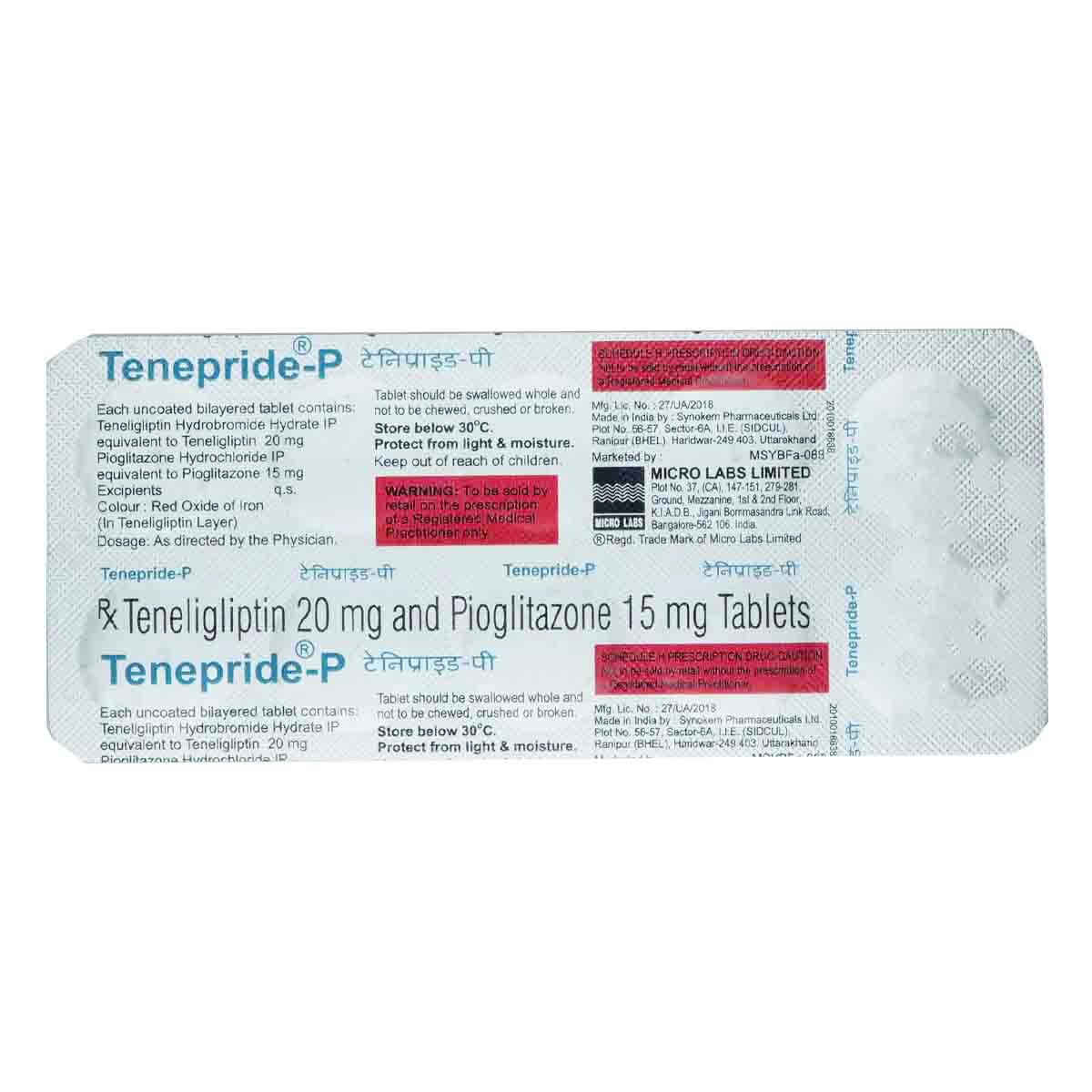 Tenepride P 20/15 mg - Strip of 10 Tablets