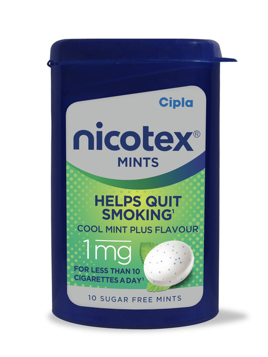 Cipla Nicotex Mints | Nicotine 1mg Lozenges (60 Pcs) | Helps Quit Smoking | Sugar Free | Cool Mint Plus Flavour (10 * 6 Pcs)