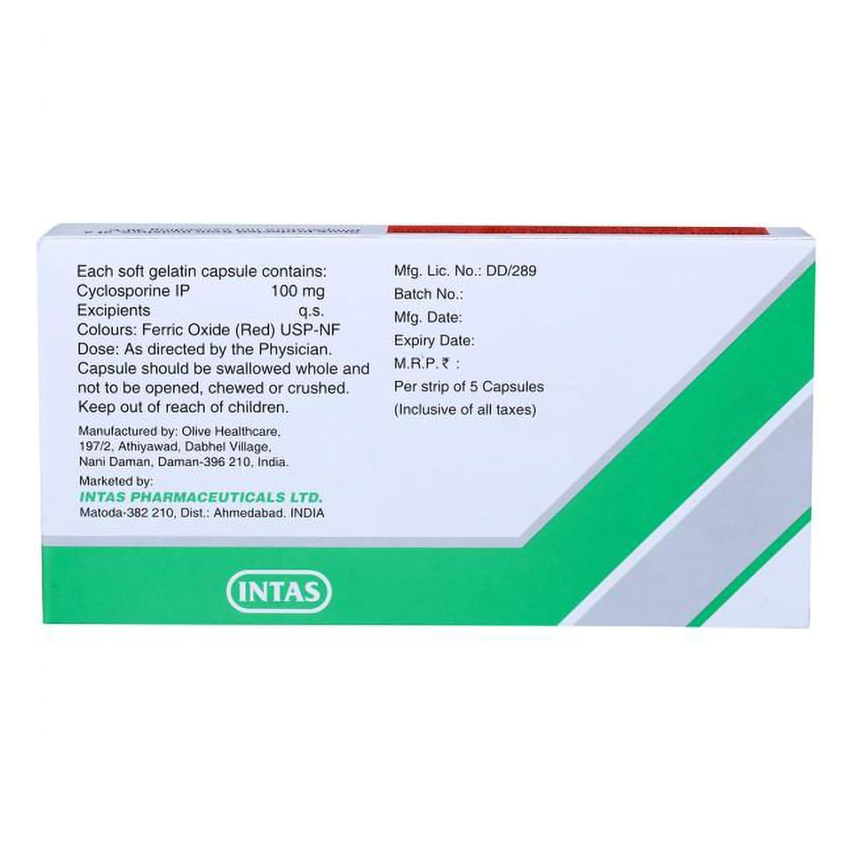 Sprintas-100mg - Strip of 5 Softgel Capsules