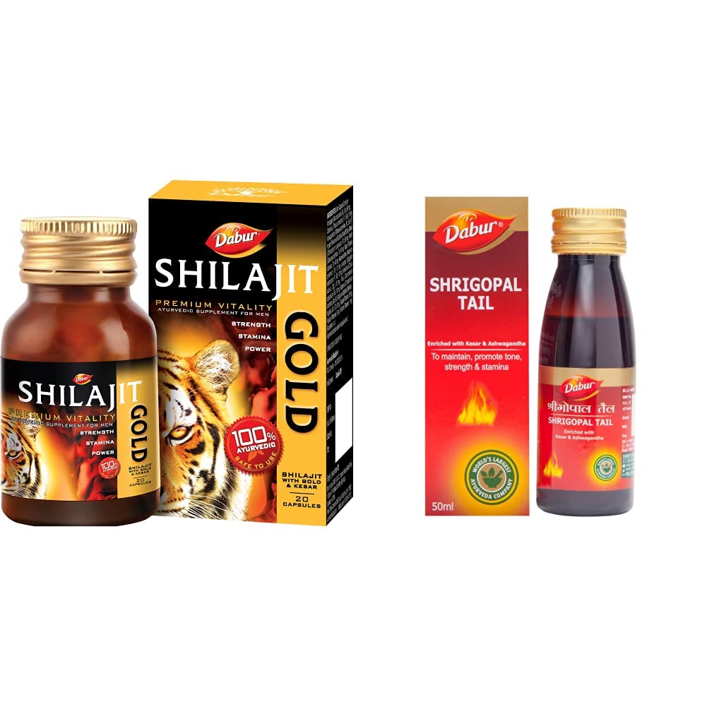 Dabur Shilajit Gold - 20 Capsules | 100% Ayurvedic Capsules for Strength , Stamina and Power | Premium Ayurvedic Supplement | For Men