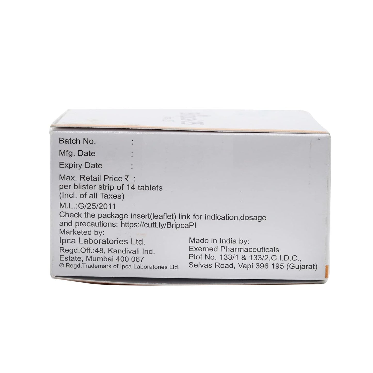 BRIPCA-25 - Strip of 14 Tablets