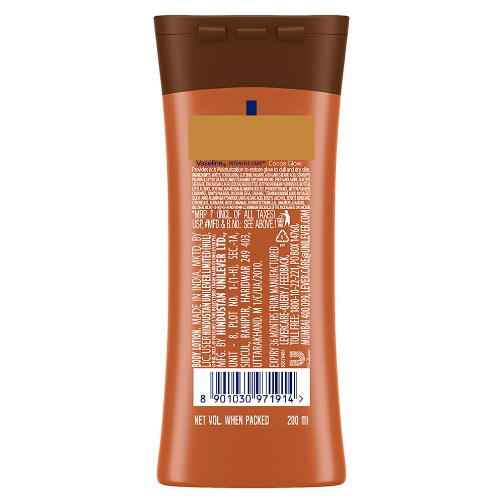 Vaseline Cocoa Glow Serum In Lotion, 400 ml | 100% Pure Cocoa & Shea Butter for Glowing & Soft Skin