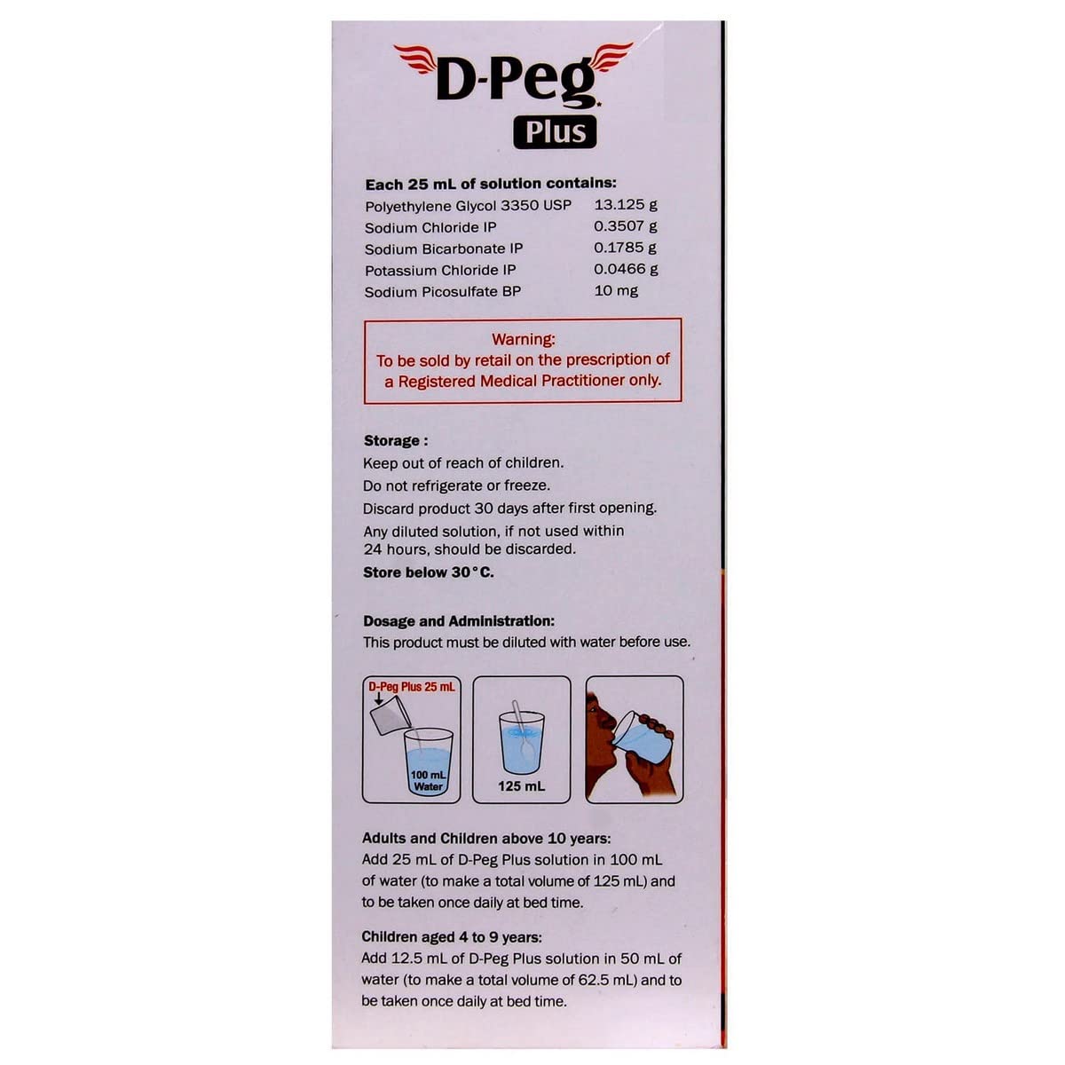 D Peg Plus - Bottle of 200 ml Sugar Free Pineapple Oral Solution