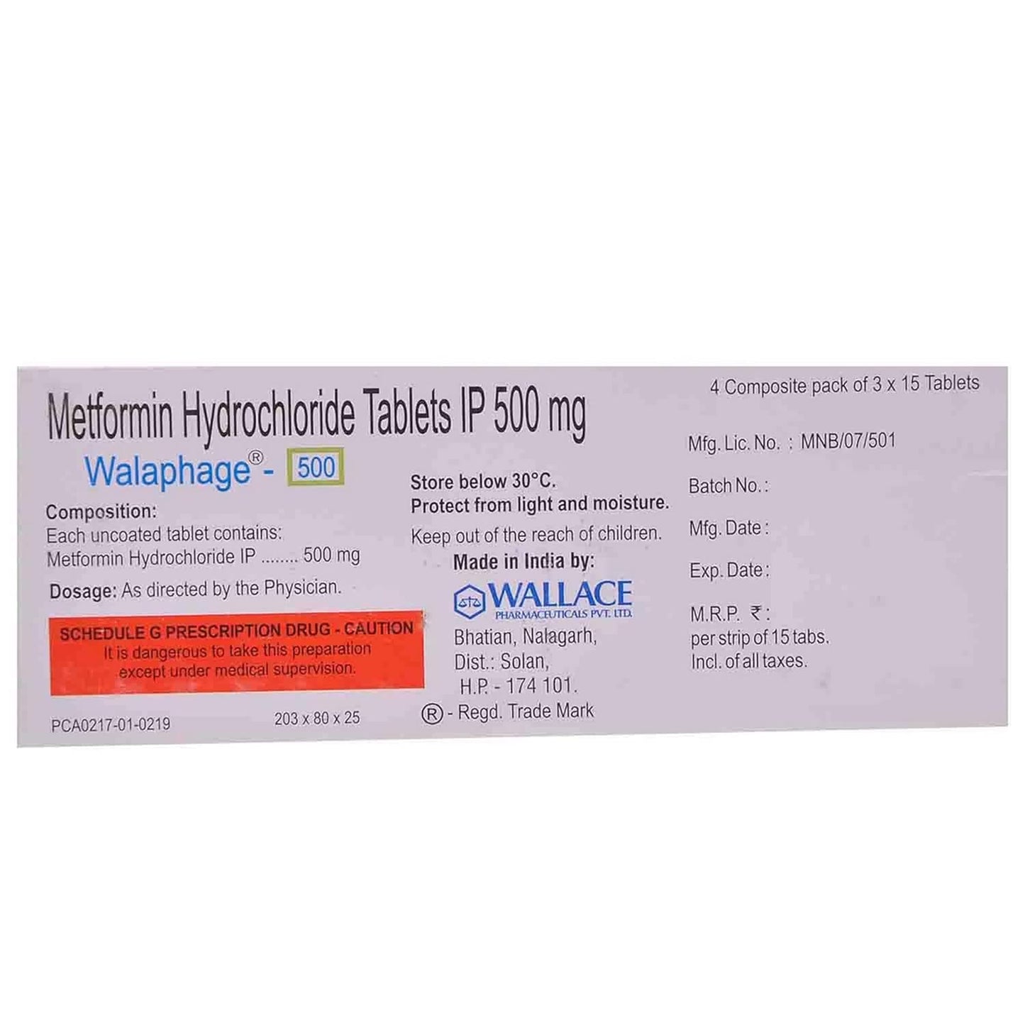 Walaphage-500 - Strip of 15 Tablets