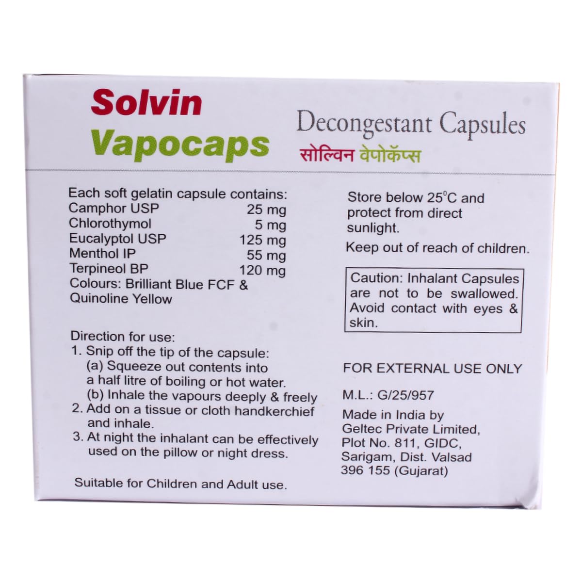 Solvin Vapicaps - Strip of 10 Capsules