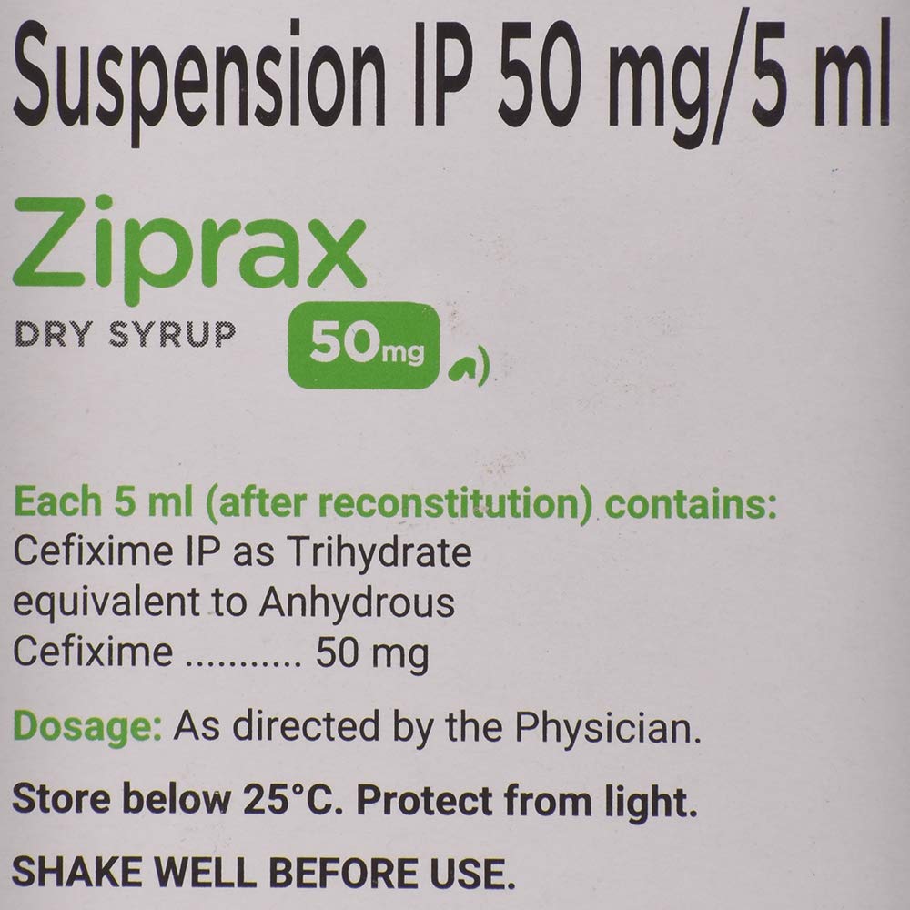 Ziprax 50 mg Strawberry Flavour - Bottle of 15g/30ml Dry Syrup