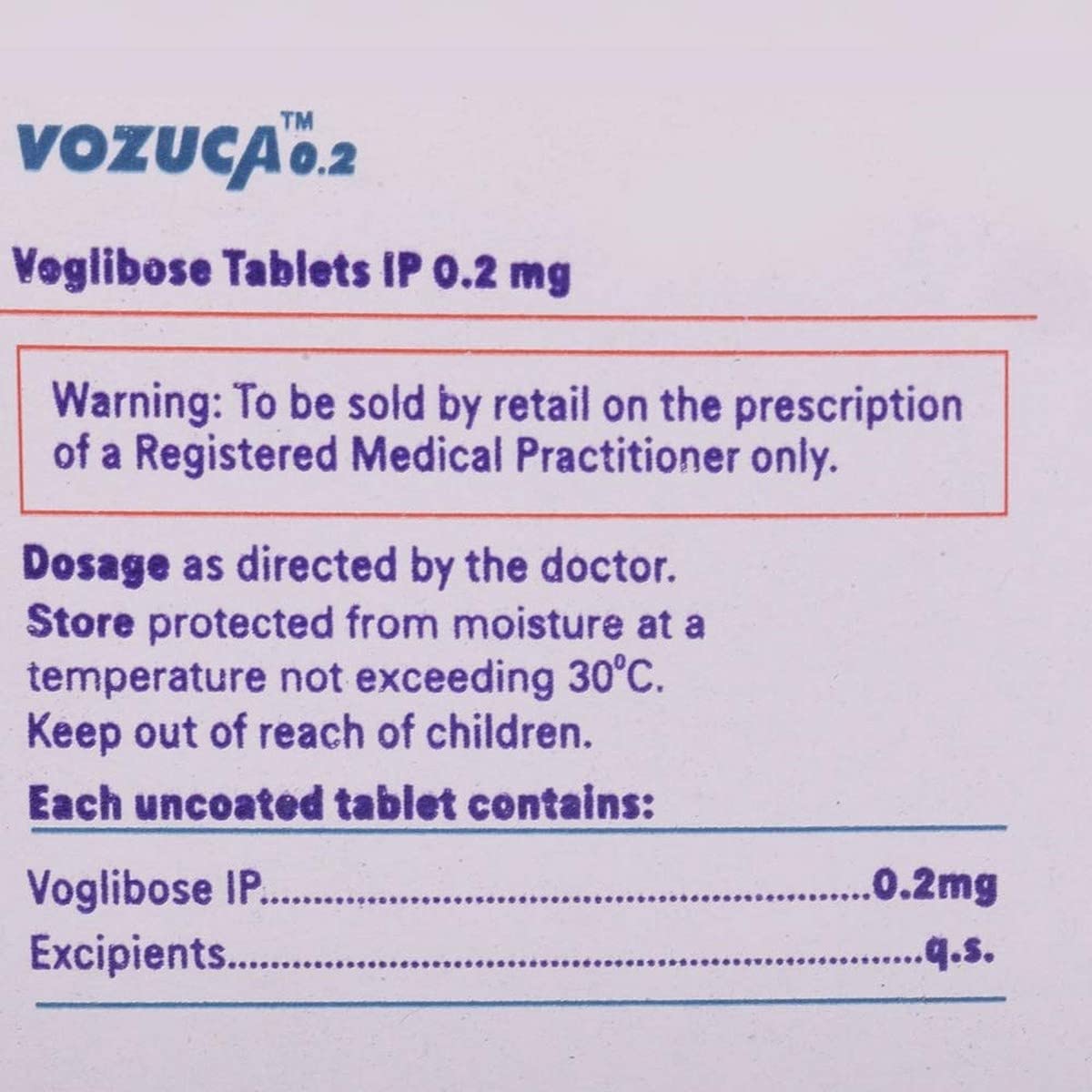 Vozuca 0.2mg - Strip of 15 Tablets