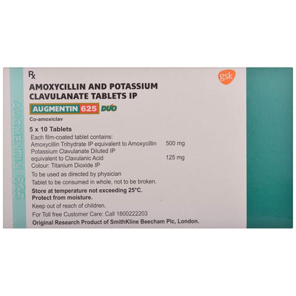 Augmentin 625 Duo - Strip of 10 Tablets