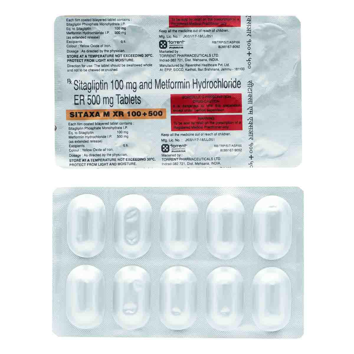 Sitaxa M XR 100 mg/500 mg - Strip of 10 Tablets