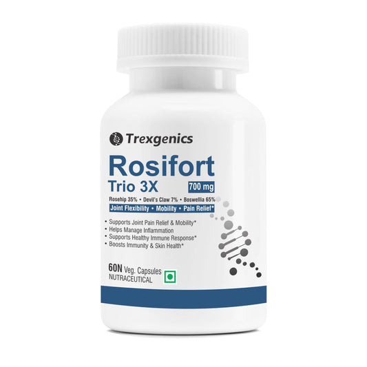 Trexgenics ROSIFORTE TRIO Rosehip, Boswellia, Devil's Claw 700 mg Joint Pain & Inflammation Support VEGAN & NON-GMO (60 Veg. Capsules) (Pack of 1)