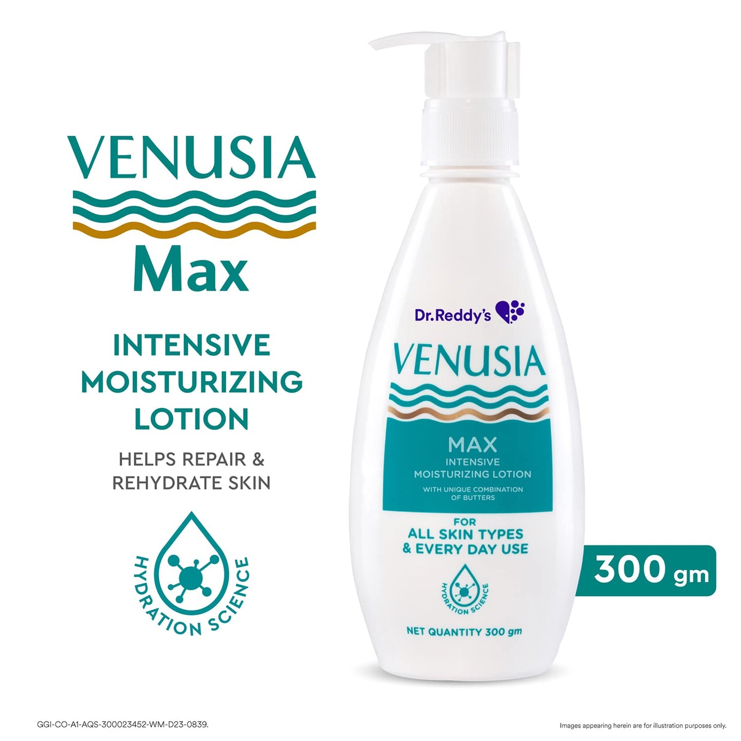 Dr. Reddy’s Venusia Max Intensive Moisturizing Lotion | Paraben Free Body Lotion For Dry Skin | Moisturizer Infused With Shea Butter & Cocoa Butter | 300g