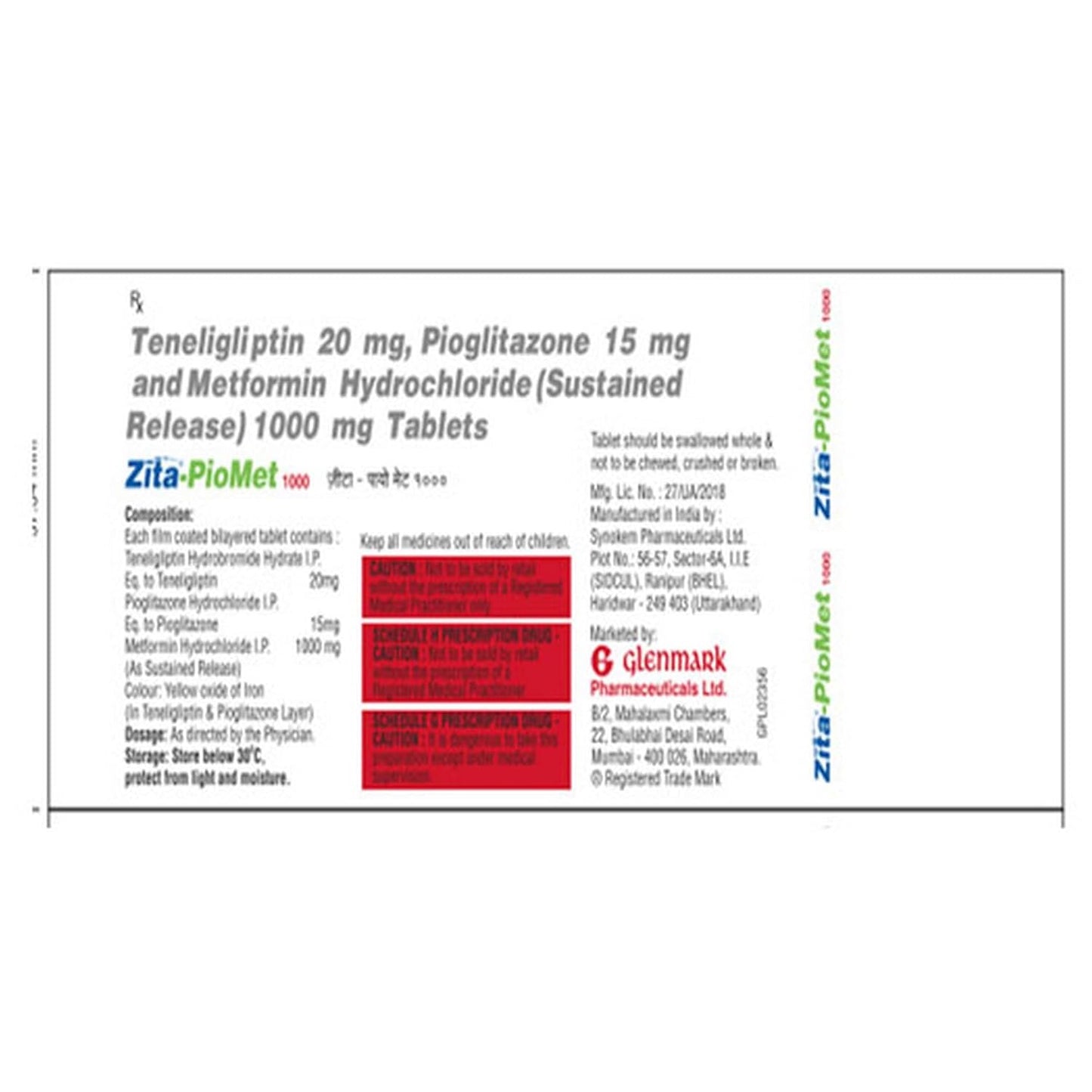 Zita-Piomet 1000 - Strip of 10 Tablets