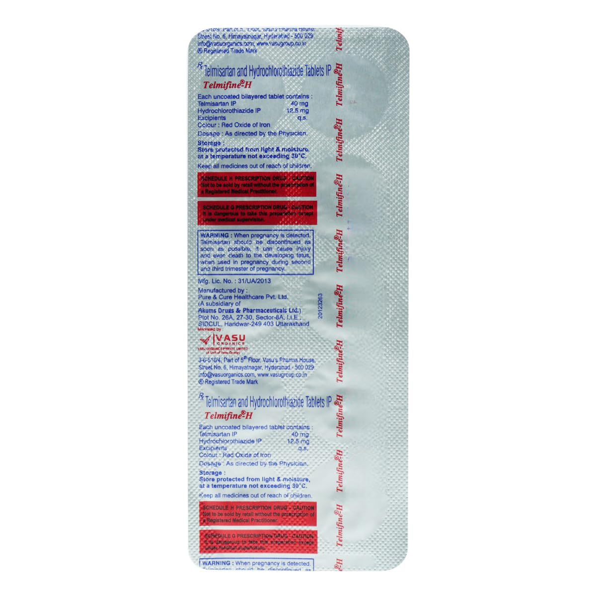 Telmifine-H 40 mg -Strip of 10 Tablets